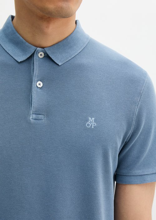 Polo shirt piqué shaped garment-dyed — Stormy Blue