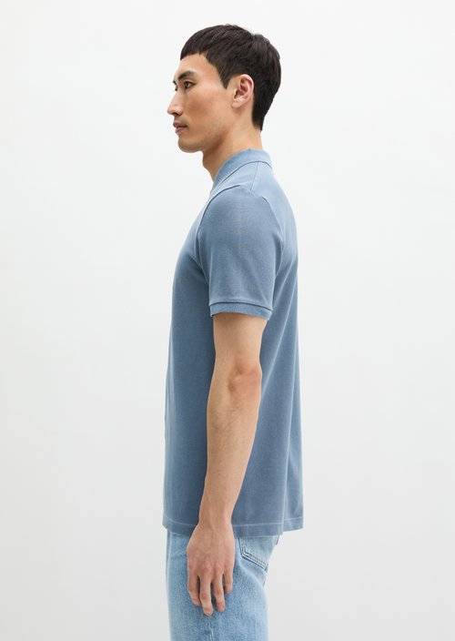 Polo shirt piqué shaped garment-dyed — Stormy Blue