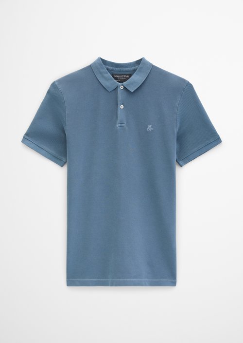 Polo shirt piqué shaped garment-dyed — Stormy Blue