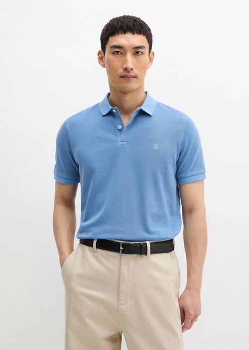 Polo shirt piqué shaped garment-dyed — Provincial Blue
