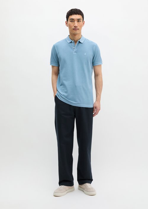 Polo shirt piqué shaped garment-dyed — Blue Dawn