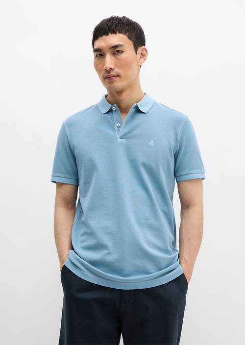 Koszulka polo w kształcie piqué barwiona w masie Blue Dawn w widoku z przodu