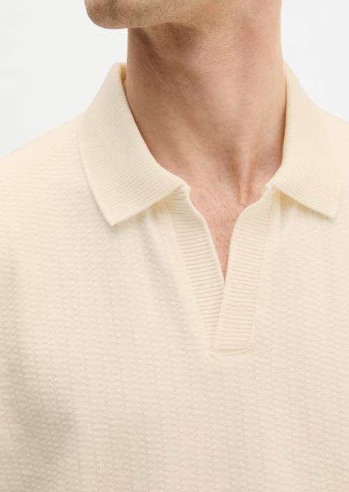 Polo DfC Jersey Structure regular Silky White en vista detallada