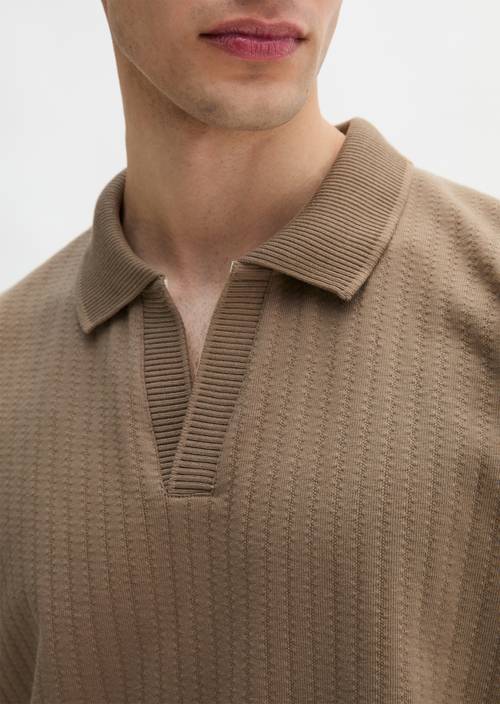 Polo DfC Jersey Structure regular Frozen Taupe en vista detallada