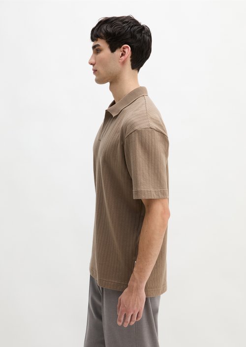 DfC polo shirt Jersey Structure regular — Frozen Taupe