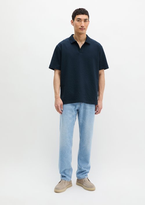 DfC polo shirt Jersey Structure regular — Dark Navy