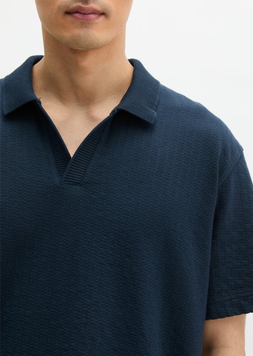 DfC polo shirt Jersey Structure regular — Dark Navy