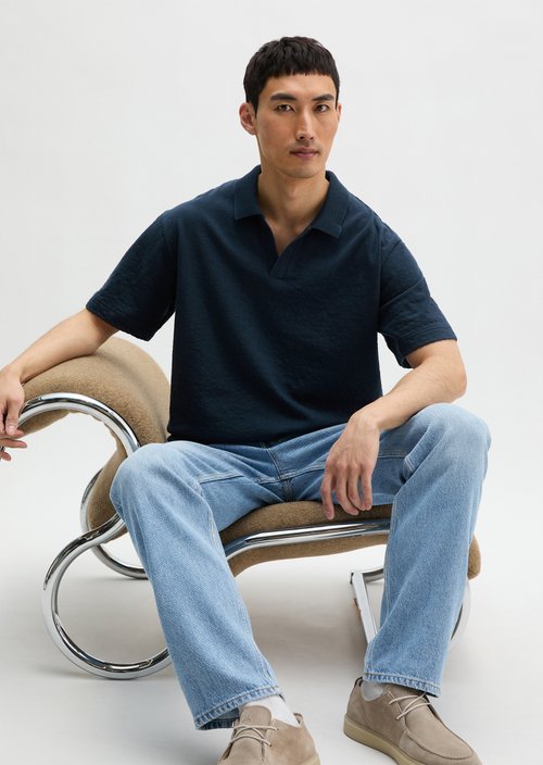 DfC polo shirt Jersey Structure regular — Dark Navy