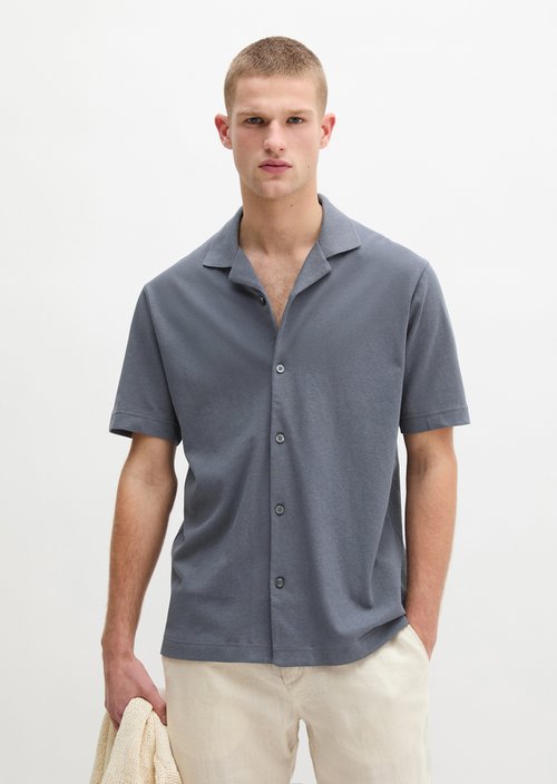 Regular short-sleeved jersey shirt — Faded Blue