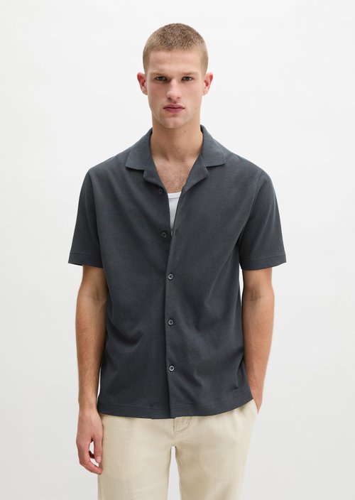 Regular short-sleeved jersey shirt — Dark Navy