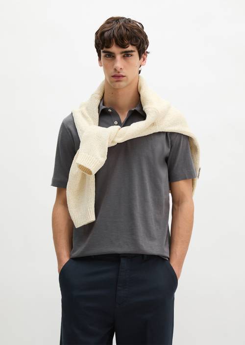 DfC polo shirt slub jersey regular Grey Morn en vista frontal