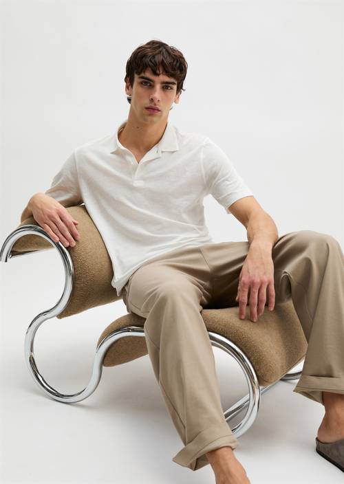 DfC polo shirt slub jersey regular Silky White en vista frontal