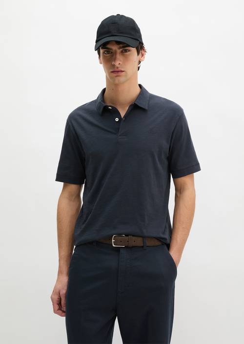 DfC polo shirt slub jersey regular Dark Navy en vista frontal
