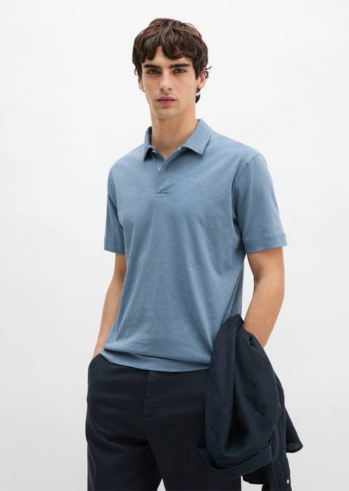 DfC polo shirt slub jersey regular Provincial Blue en vista frontal