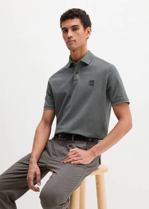 Poloshirt Piqué regular  garment-dyed Light Graphite in Frontalansicht