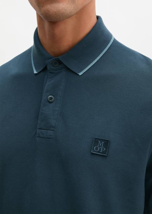 Poloshirt Piqué regular  garment-dyed Dark Navy in Detailansicht
