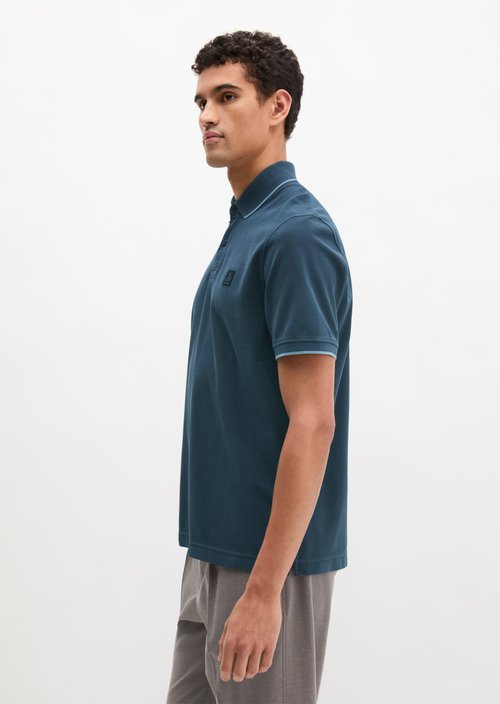 Polo shirt piqué regular garment-dyed — Dark Navy