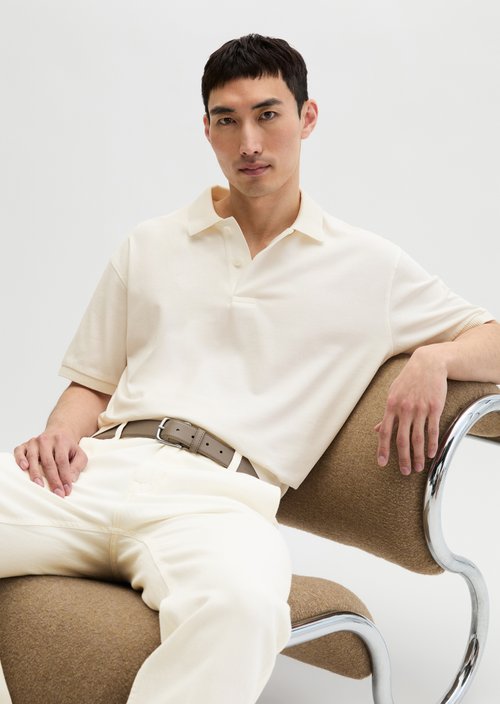 Loose polo shirt — Silky White