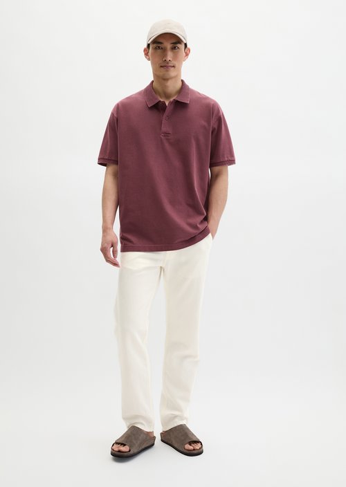 Loose polo shirt — Acai Red