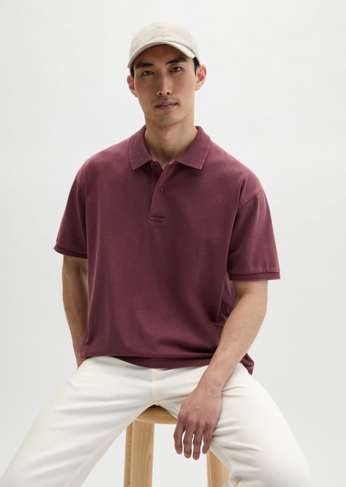Loose polo shirt — Acai Red