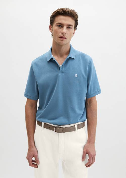 DfC Poloshirt Piqué regular Provincial Blue in Frontalansicht