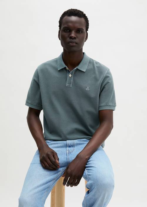 Poloshirt Piqué regular  garment-dyed Skipping Stone in Frontalansicht