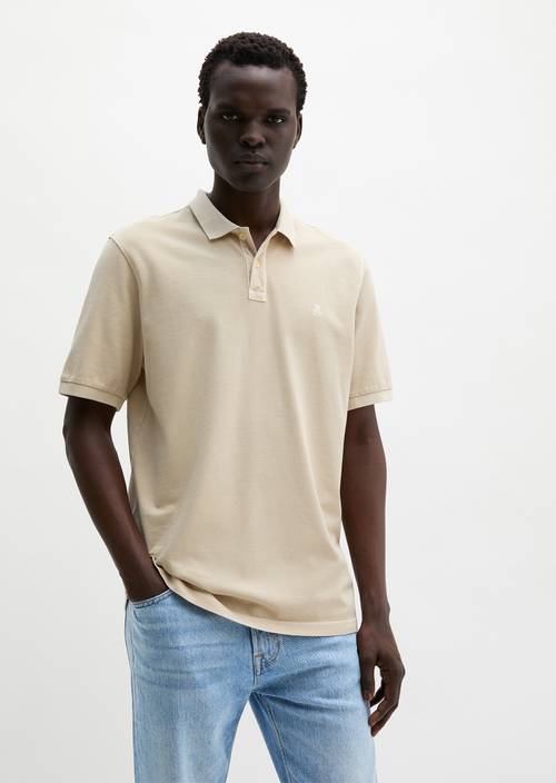 Poloshirt Piqué regular  garment-dyed Light Oat in Frontalansicht