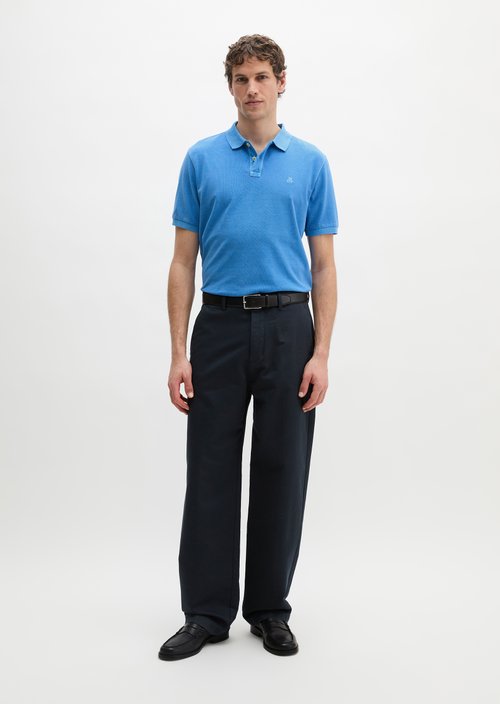Polo shirt piqué regular garment-dyed — Azure Blue