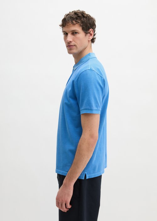 Polo shirt piqué regular garment-dyed — Azure Blue