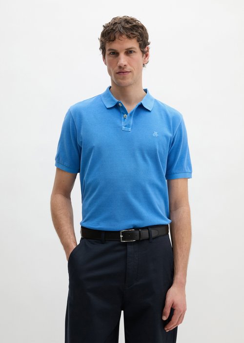 Polo shirt piqué regular garment-dyed — Azure Blue