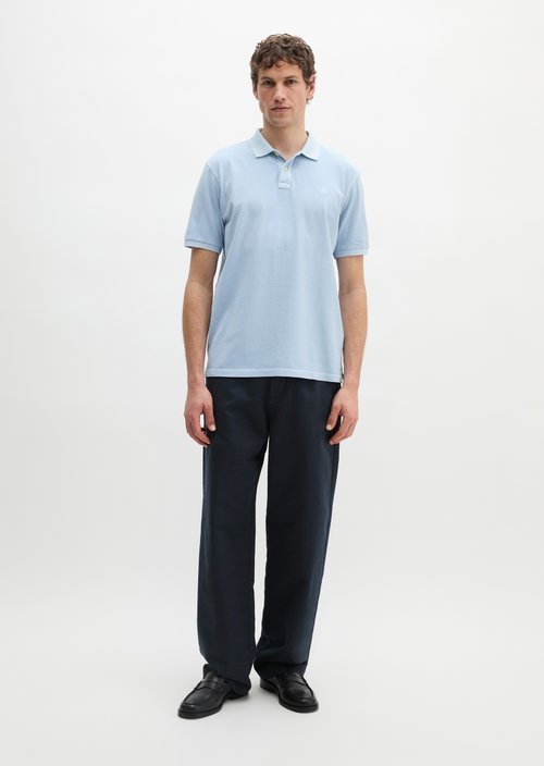 Polo shirt piqué regular garment-dyed — Dusted Blue