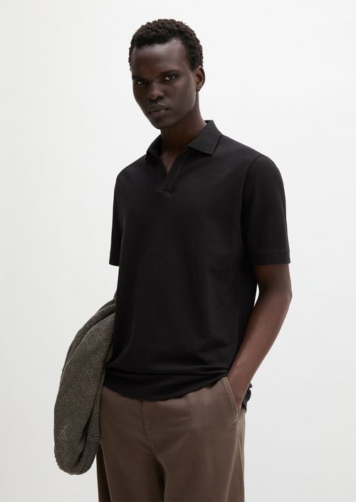 Regular short-sleeved jersey shirt — Black