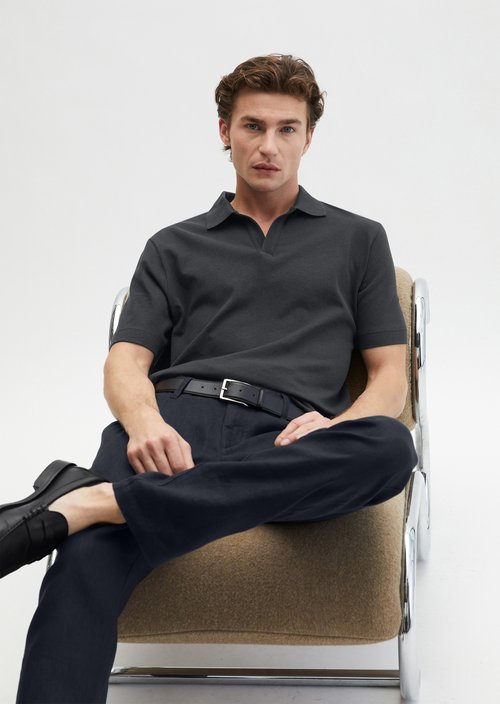 Regular short-sleeved jersey shirt — Dark Navy