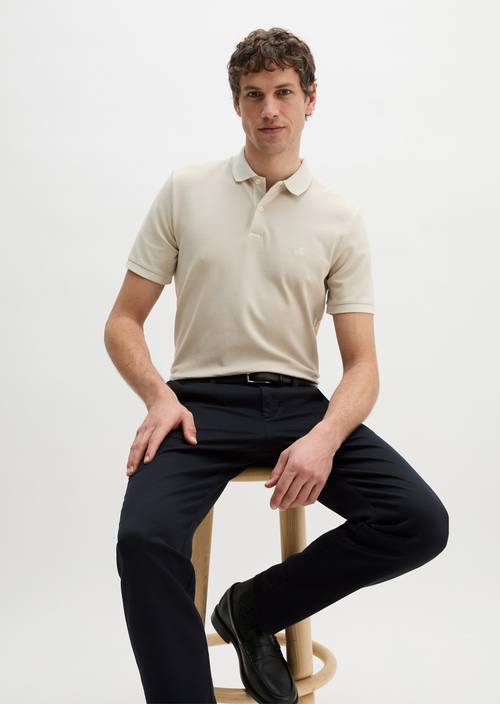 Poloshirt Piqué shaped  garment-dyed Light Oat in Frontalansicht