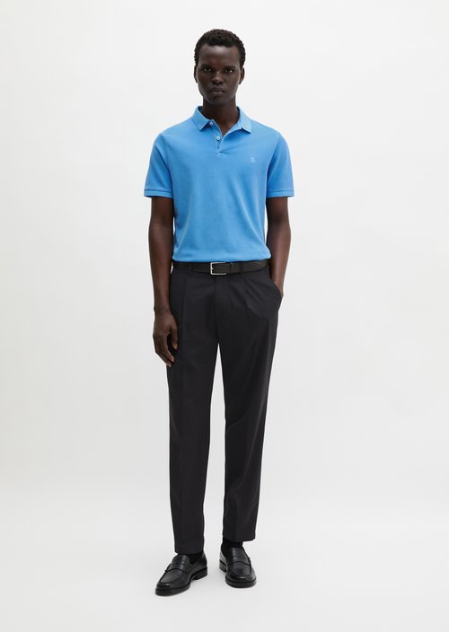 Polo shirt piqué shaped garment-dyed — Azure Blue
