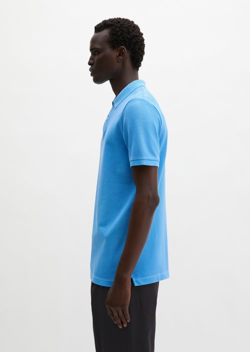Polo shirt piqué shaped garment-dyed — Azure Blue