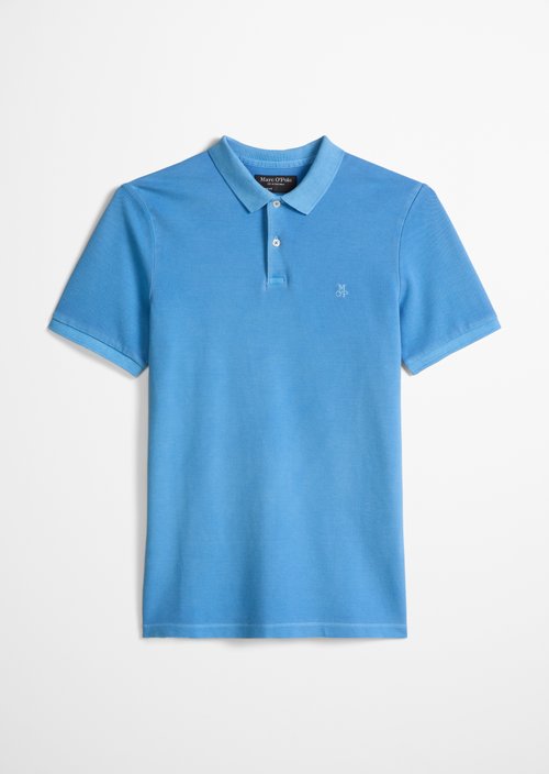 Polo shirt piqué shaped garment-dyed — Azure Blue