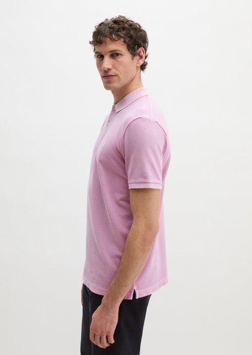 Polo shirt piqué shaped garment-dyed — Scattered Orchid