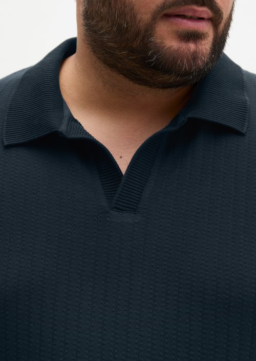 DfC polo shirt Jersey Structure regular — Dark Navy