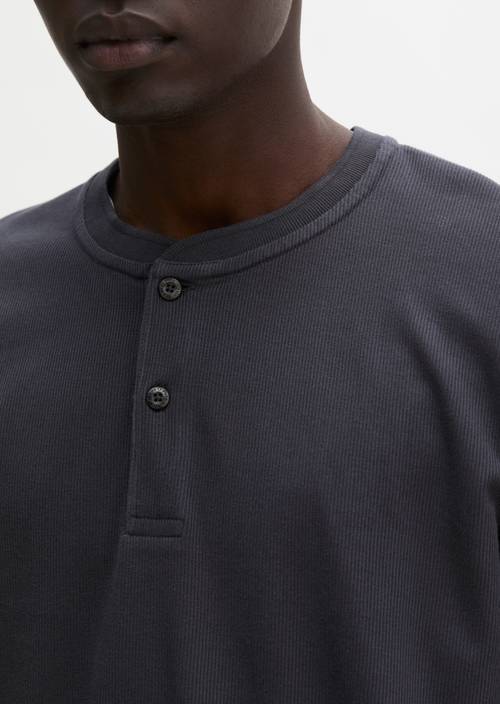 DfC Henley longsleeve regular Dark Navy in detail view
