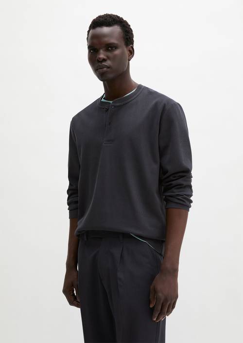 DfC Henley longsleeve regular Dark Navy in front view