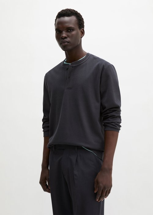 DfC Henley longsleeve regular — Dark Navy