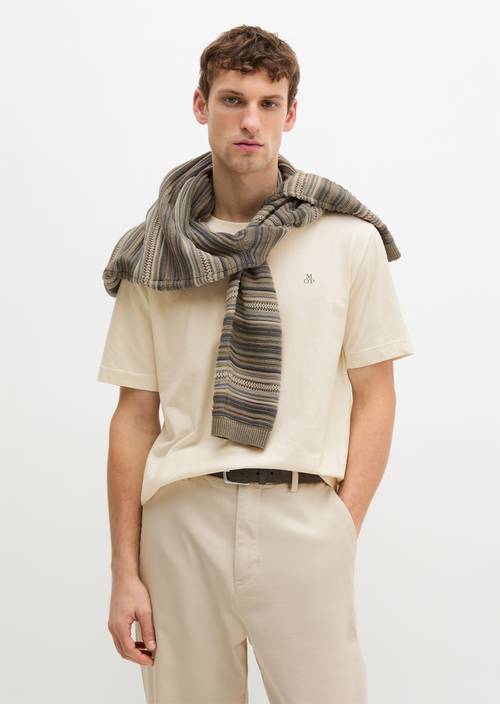 Basic-T-Shirt regular White Cotton in Frontalansicht