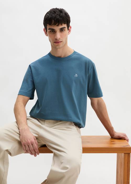 Basic-T-Shirt regular Stormy Blue in Frontalansicht