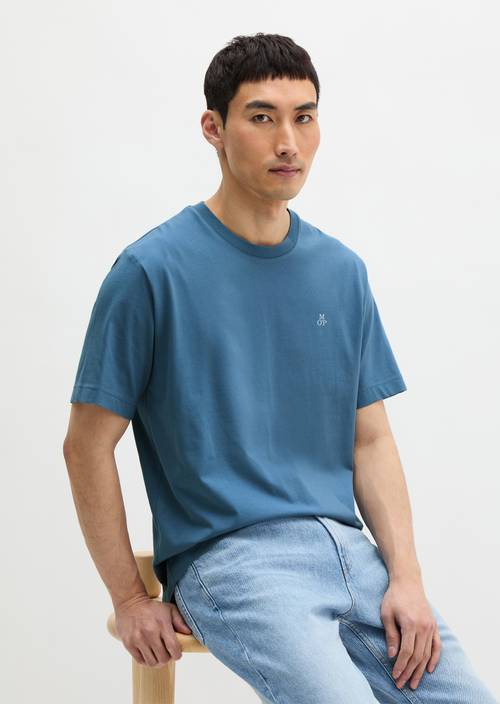Basic-T-Shirt regular Provincial Blue in Frontalansicht