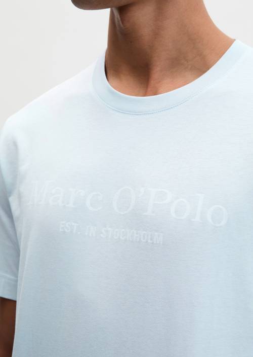 T-shirt regular Calm Blue in detailaanzicht