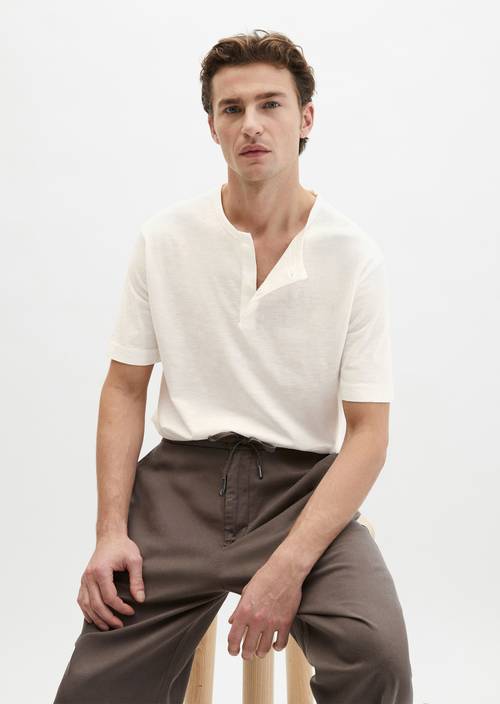 DfC Henley shirt regular Silky White in front view