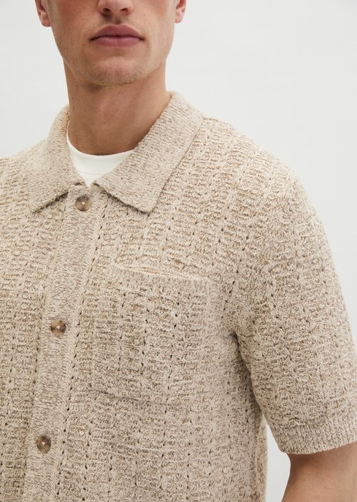 Regular short-sleeved cardigan — Chalky Sand