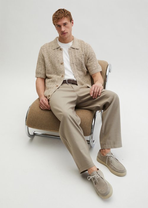 Regular short-sleeved cardigan — Chalky Sand