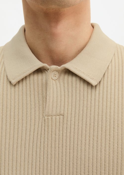 Regular knit polo shirt — Light Oat